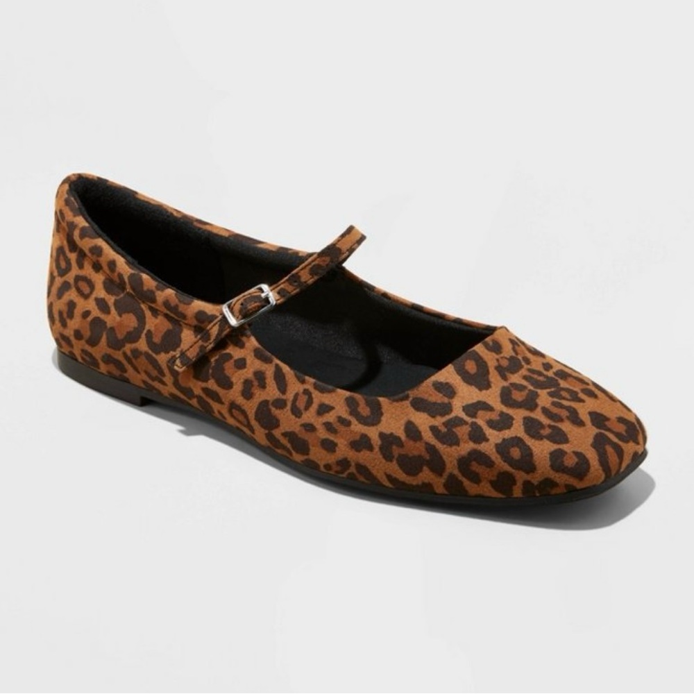 Elsa Leopard Print Mary Jane Ballet Flats